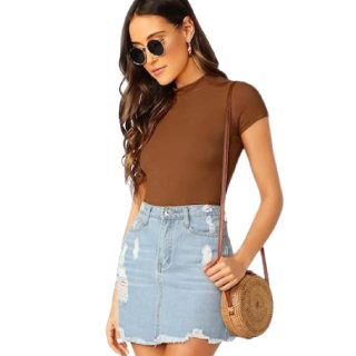 SIGHTBOMB HIGH Neck TOP Ribbed Tops for Women at Rs.399